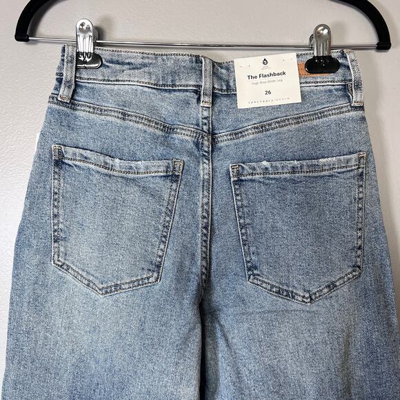 Sanctuary Revolve The Flashback High Rise Wide Leg Jeans Raw Hem Slit 26 NWT - Picture 8 of 14